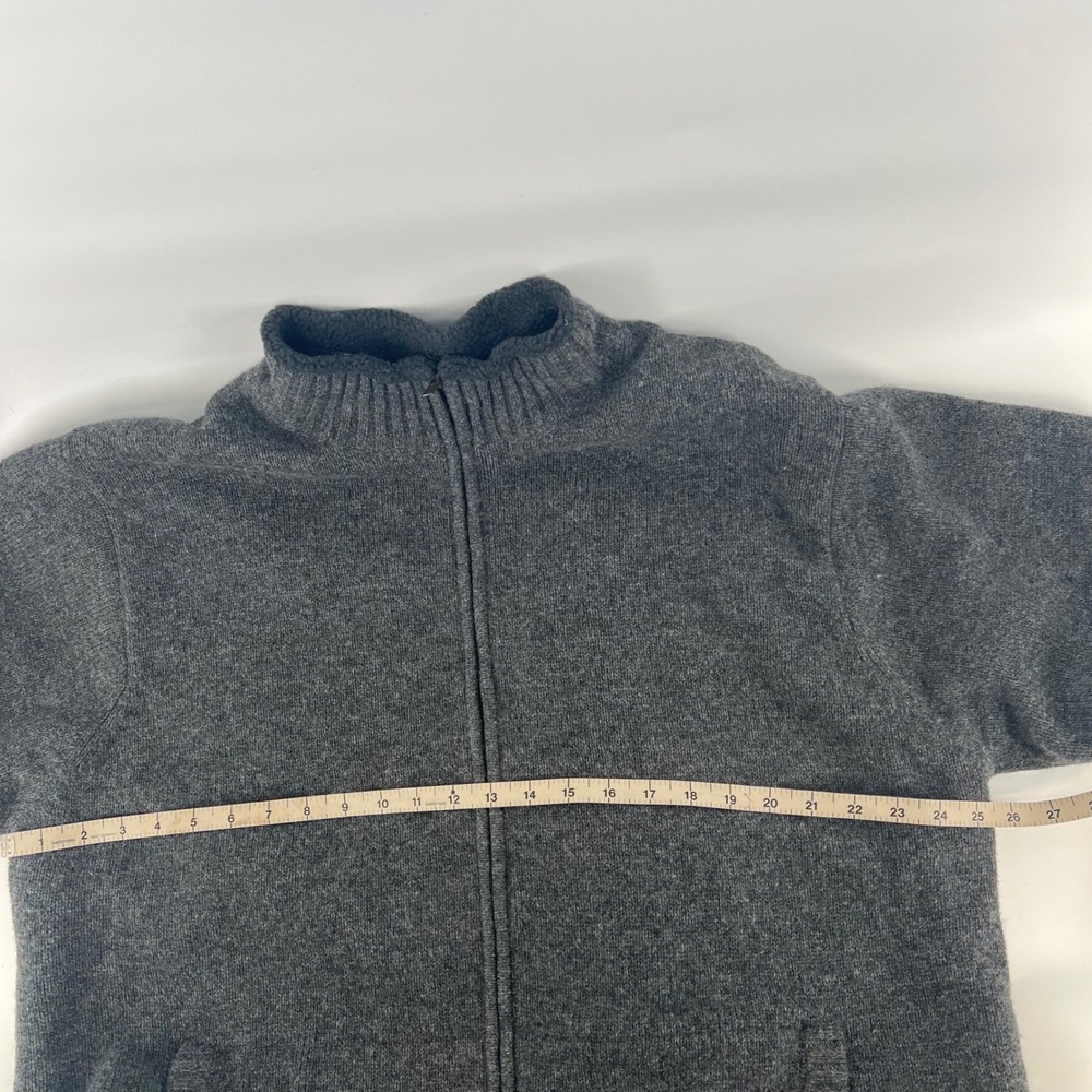 LL Bean Mens XL Lambswool Full Zip Sherpa Lined Sweater Jacket Gray Mock Neck - Picture 6 of 8
